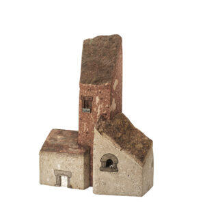 Composizione di casette in trachite e argento