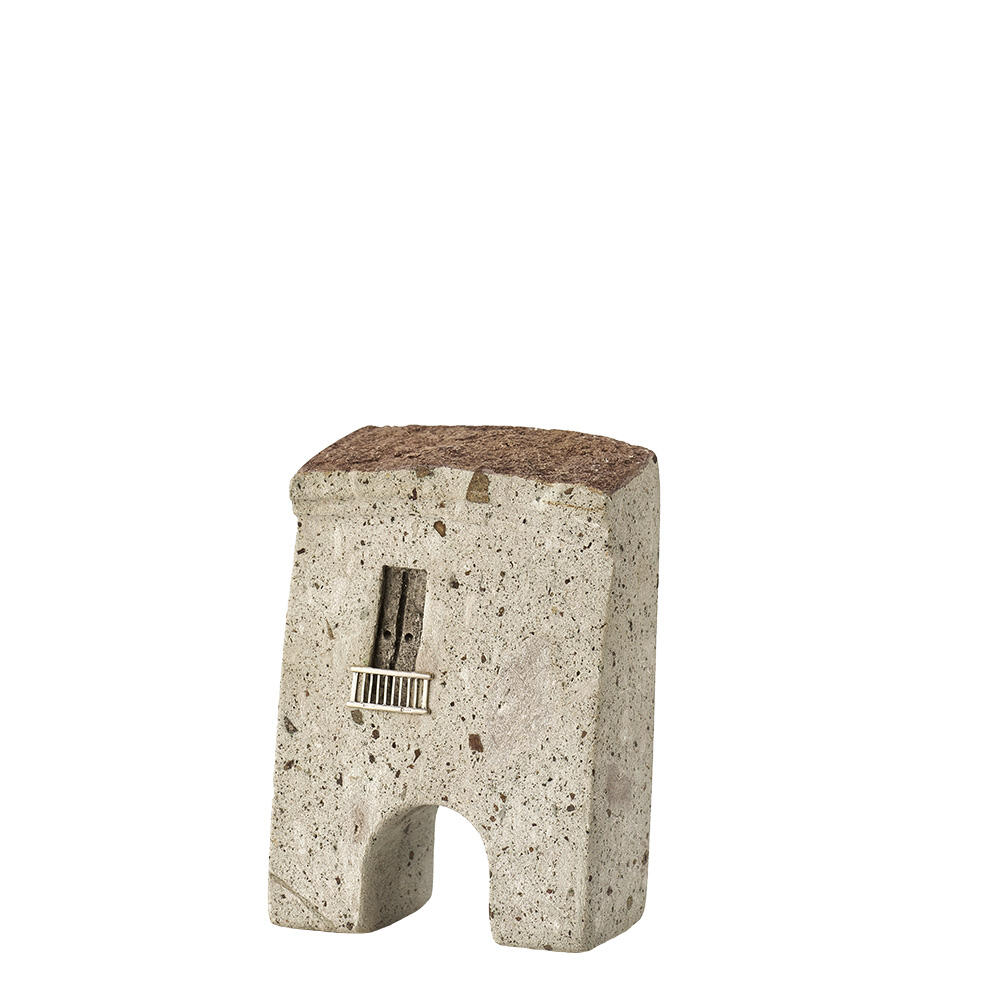 Casetta trachite medio-piccola con arco e balcone in argento