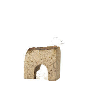 Presepe singolo piccolo in trachite con figure traforate in argento PR2